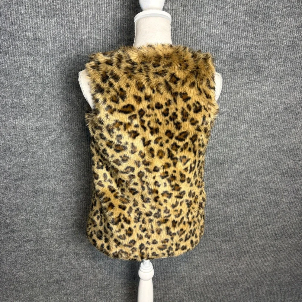 Cherokee Girls Leopard Print Faux Fur Vest Brown Tan Black Size Large L G